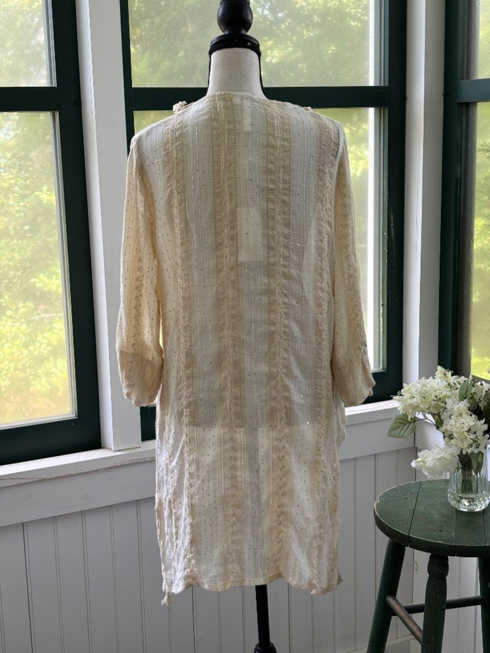 Buby.S Dreamy Woven Tassel Tunic | Ivory/Cream | Size Small | New with Tags - Picture 3 of 6